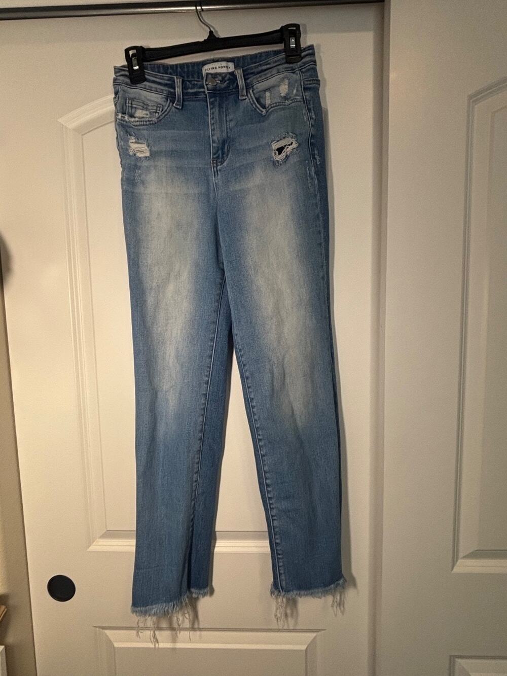 Flying Monkey Jeans Women's F4517 High Rise Light Wash Boyfriend Jeans
